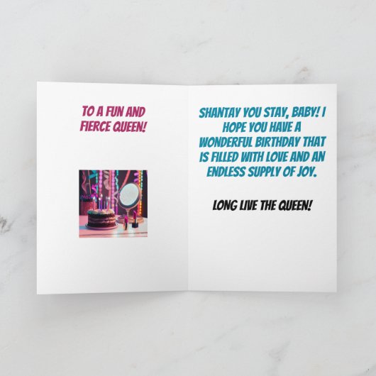 Glimlachende drag koningin grappige verjaardag kaart (Binnen)