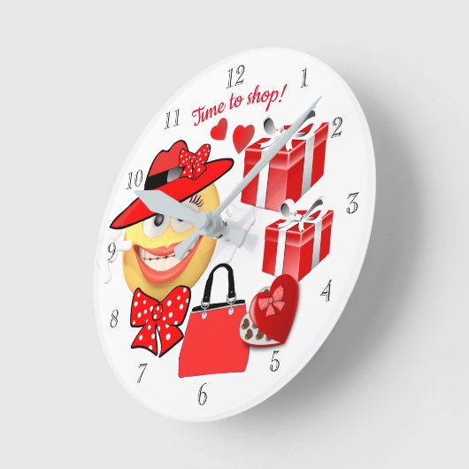 Glimlachende Emoji met winkelen, Tijd om te winkel Ronde Klok (Hoek)