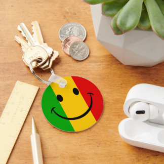Glimlachende Emoji Rasta Vlag Gestreept Sleutelhanger