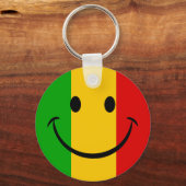 Glimlachende Emoji Rasta Vlag Gestreept Sleutelhanger (Voorkant)