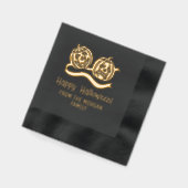 Glimlachende en fronsende pompoenen Happy Hallowee Folie Servetten (Links)