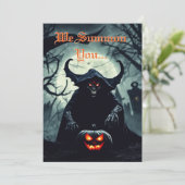 Glimlachende enge rode ogen demon Halloween Kaart (Staand voorkant)