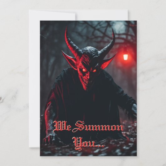 Glimlachende enge rode ogen kruipende duivel Hallo Kaart (Voorkant)