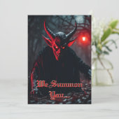 Glimlachende enge rode ogen kruipende duivel Hallo Kaart (Staand voorkant)