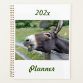 Glimlachende Ezel in weiland met hond Planner (Voorkant)
