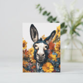 Glimlachende ezel in Wildflower Garden Briefkaart (Staand voorkant)