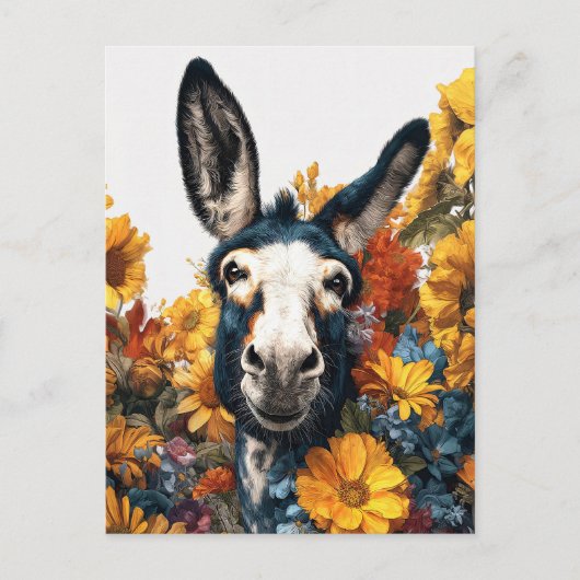 Glimlachende ezel in Wildflower Garden Briefkaart (Voorkant)