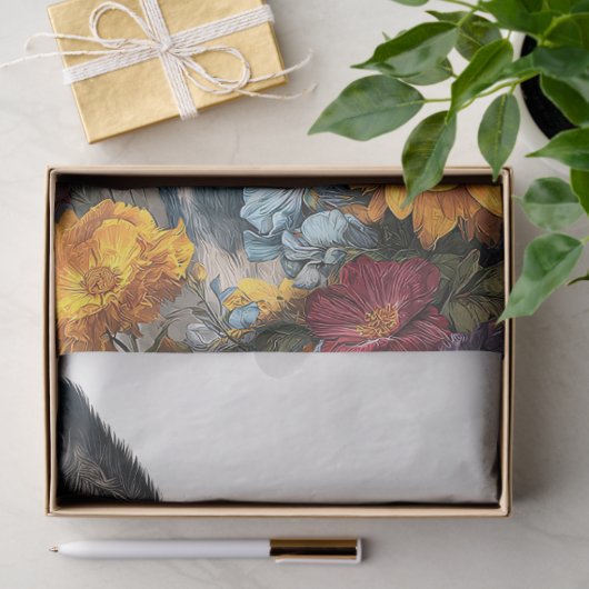 Glimlachende Ezel in Wildflower Garden Decoupage Tissuepapier (Geschenk)