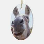 Glimlachende ezel kerstversiering keramisch ornament (Links)