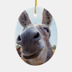 Glimlachende ezel kerstversiering keramisch ornament