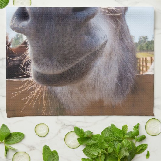 Glimlachende Ezel Keuken Handdoek (Gevouwen)