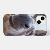 Glimlachende Ezel met Dwaze Grijs iPhone Hoesje (Achterkant horizontaal)