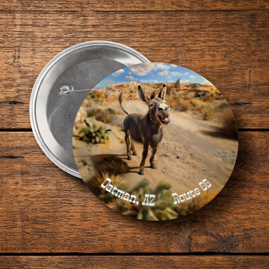 Glimlachende ezel, Oatman Arizona, Route 66 Ronde Button 7,6 Cm