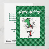 Glimlachende Fancy AI Christmas Elf met Top Hat Feestdagenkaart (Voorkant / Achterkant)