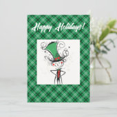 Glimlachende Fancy AI Christmas Elf met Top Hat Feestdagenkaart (Staand voorkant)
