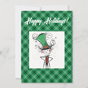 Glimlachende Fancy AI Christmas Elf met Top Hat Feestdagenkaart