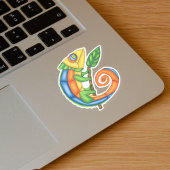 Glimlachende Fantasy Kleurrijke Hagedis Leaf op St Sticker