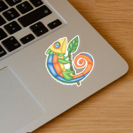 Glimlachende Fantasy Kleurrijke Hagedis Leaf op St Sticker