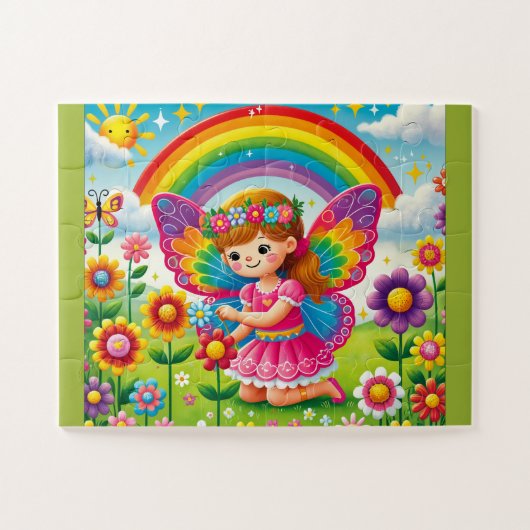 "GLIMLACHENDE FEË DIE BLOEMEN PAKT" LEGPUZZEL (Horizontaal)