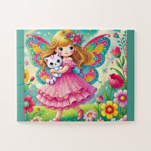 "GLIMLACHENDE FEË EN KITTY" LEGPUZZEL (Horizontaal)