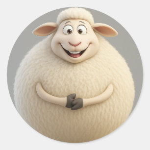 Glimlachende Fluffy Cartoon Sheep Sticker