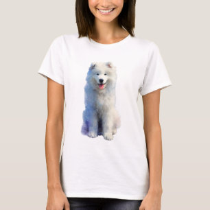 Glimlachende Fluffy Witte Samojeed Portret Vrouwen T-shirt