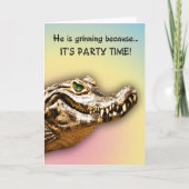 Glimlachende Gator Party Uitnodiging (Voorkant)