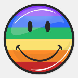 Glimlachende Gay LGBT Pride Regenboog Vlag Ronde Sticker