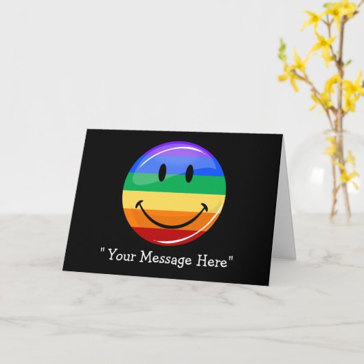 Glimlachende Gay Pride Vlag Aangepaste Wenskaart Kaart (Gele Bloem)