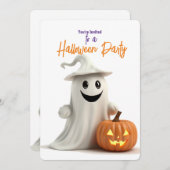 GLIMLACHENDE GEEST MET POMPOEN HALLOWEEN PARTY KAART (Voorkant / Achterkant)