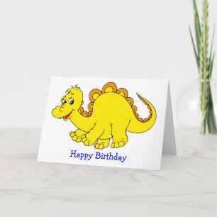 Glimlachende gele dinosaurusverjaardag kaart