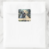  glimlachende gele labrador retriever vierkante sticker (Tas)