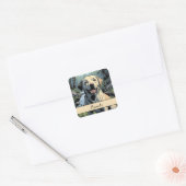  glimlachende gele labrador retriever vierkante sticker (Envelop)