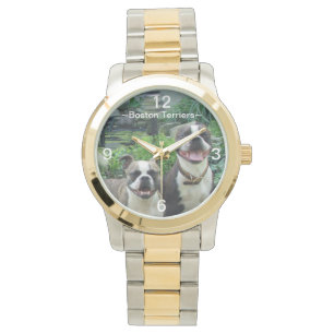 Glimlachende gelukkige Boston Terriers Watch Horloge