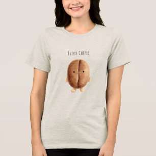 Glimlachende Gelukkige Koffieboon Tri-Blend Shirt
