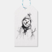 Glimlachende gelukkige sneeuwman cadeaulabel (Voorkant)