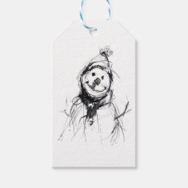 Glimlachende gelukkige sneeuwman cadeaulabel