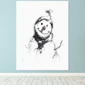 Glimlachende gelukkige sneeuwman canvas afdruk (Insitu (Houten vloer))