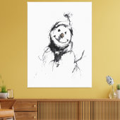 Glimlachende gelukkige sneeuwman canvas afdruk (Insitu (Woonkamer))