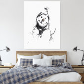 Glimlachende gelukkige sneeuwman canvas afdruk (Insitu (Slaapkamer))