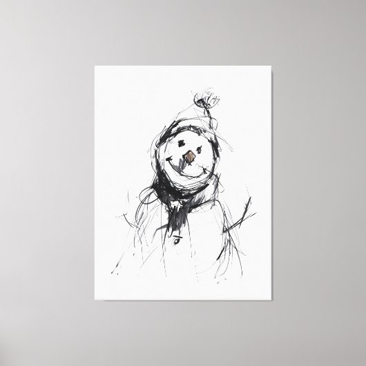 Glimlachende gelukkige sneeuwman canvas afdruk (Voorkant)