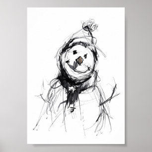 Glimlachende gelukkige sneeuwman poster