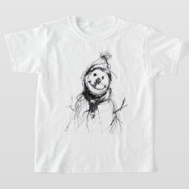 Glimlachende gelukkige sneeuwman t-shirt