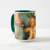 Glimlachende gember broodman Kerstmis Patroon Mok (Voorkant links)