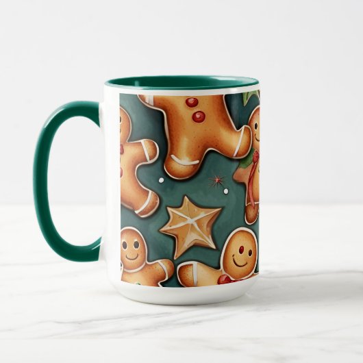 Glimlachende gember broodman Kerstmis Patroon Mok (Links)