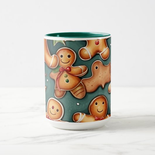 Glimlachende gember broodman Kerstmis Patroon Mok (Midden)