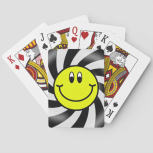 Glimlachende Gezicht Emoji Zwarte Spiraalvormige S Pokerkaarten