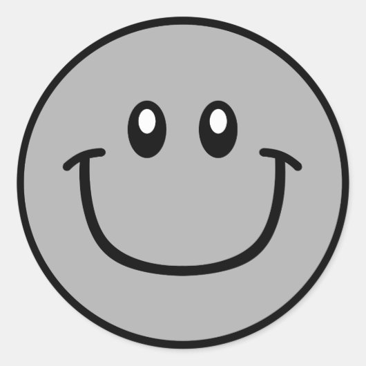 Glimlachende Gezicht Stickers Grijs 0003 (Voorkant)