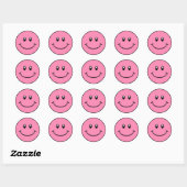 Glimlachende Gezicht Stickers Roze 0001 (Vel)