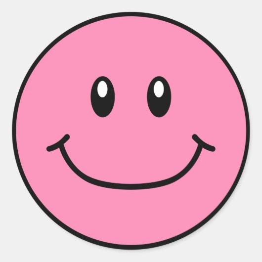 Glimlachende Gezicht Stickers Roze 0001 (Voorkant)
